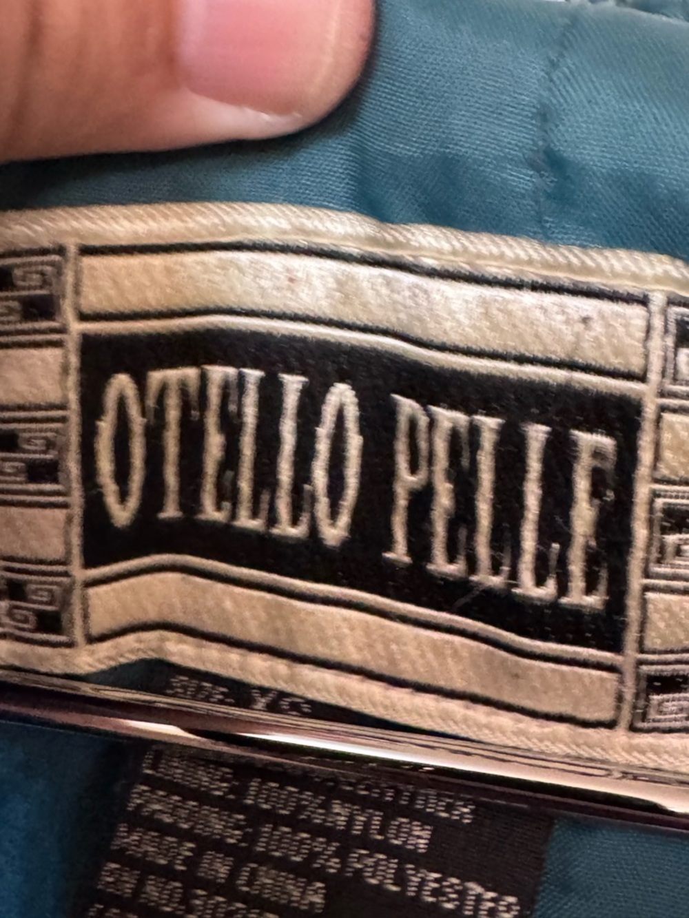 Otello Pelle Vintage Women’s XS Teal Leather Hooded Jacket Funky 80s 90s - Picture 6 of 9